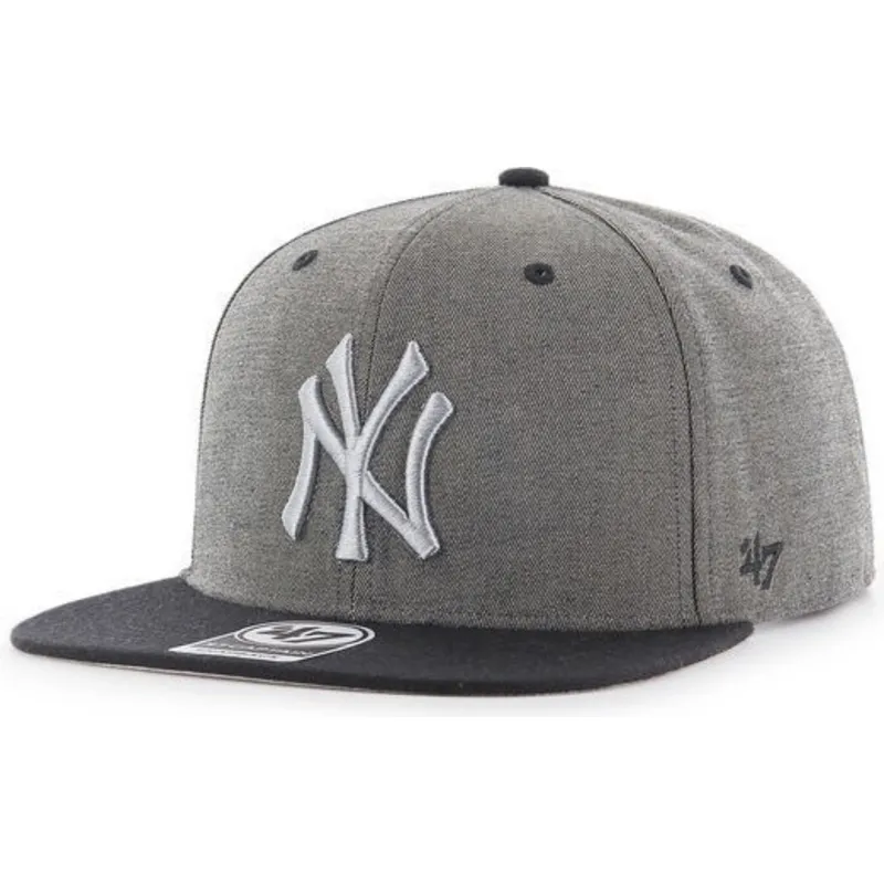 czapki-plana-szary-snapback-jaspeado-new-york-yankees-mlb-47-brand