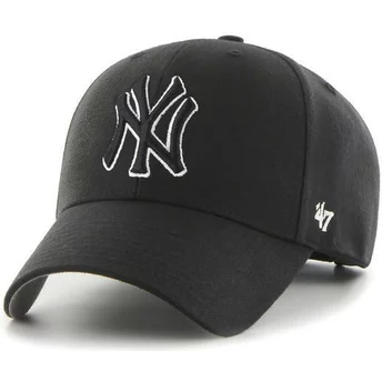 Wyginięta czapka czarna snapback z biały m logo i czarna New York Yankees MLB MVP 47 Brand