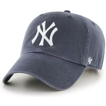 Wyginięta czapka szara denim New York Yankees MLB Clean Up 47 Brand