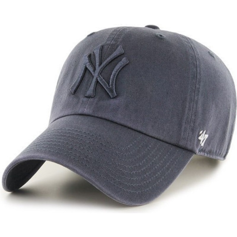 wyginieta-czapka-szara-denim-z-szarym-logo-new-york-yankees-mlb-clean-up-47-brand