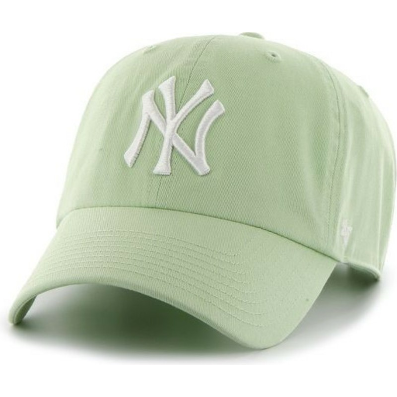 wyginieta-czapka-zielona-jasny-z-bialy-m-logo-new-york-yankees-mlb-clean-up-47-brand