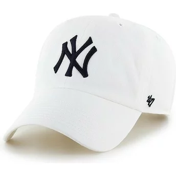 Wyginięta czapka biała New York Yankees MLB Clean Up 47 Brand