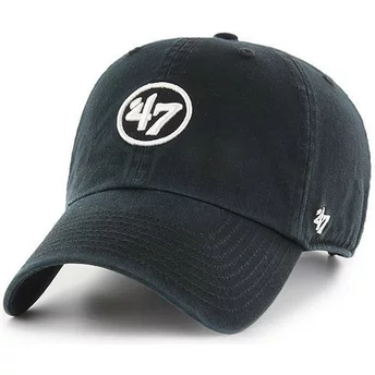 Wyginięta czapka czarna z logo 47 Clean Up 47 Brand