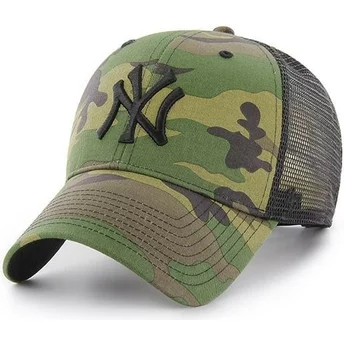 Czapka trucker kamuflaż z czarnym logo New York Yankees MLB Branson MVP 47 Brand