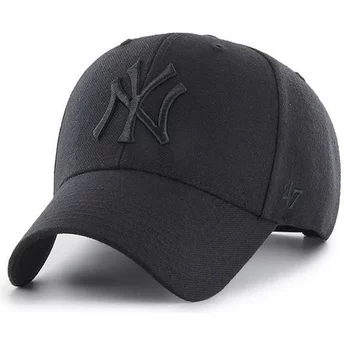 Wyginięta czapka czarna snapback z czarnym logo New York Yankees MLB MVP 47 Brand
