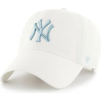 Wyginięta czapka biała z logo niebieska New York Yankees MLB Clean Up 47 Brand