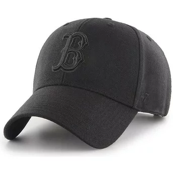 Wyginięta czapka czarna snapback z czarnym logo Boston Red Sox MLB MVP 47 Brand