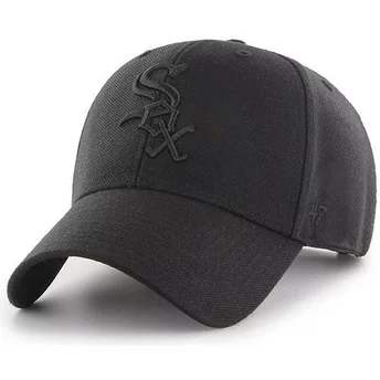 Wyginięta czapka czarna snapback z czarnym logo Chicago White Sox MLB MVP 47 Brand