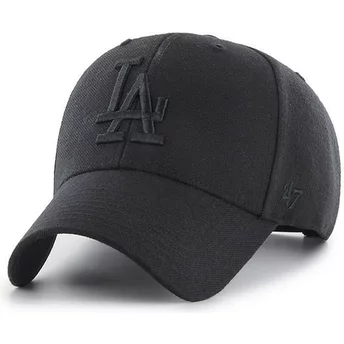 Wyginięta czapka czarna snapback z czarnym logo Los Angeles Dodgers MLB MVP 47 Brand