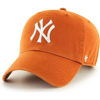 Wyginięta czapka pomarańczowa New York Yankees MLB Clean Up 47 Brand