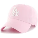 rozowa-czapka-z-zakrzywionym-daszkiem-z-bialym-logo-los-angeles-dodgers-mlb-clean-up-od-47-brand