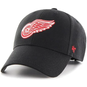 Czarna czapka z daszkiem z czerwonym logo Detroit Red Wings NHL MVP od 47 Brand