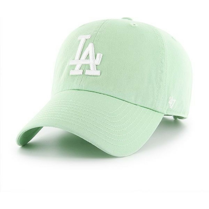 wyginieta-czapka-zielona-jasny-los-angeles-dodgers-mlb-clean-up-47-brand