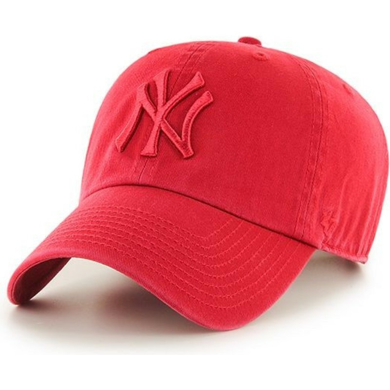 wyginieta-czapka-czerwona-z-logo-czerwona-new-york-yankees-mlb-clean-up-47-brand