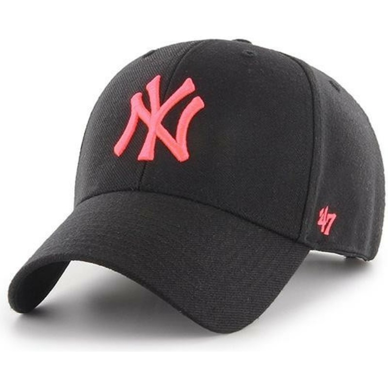 wyginieta-czapka-czarna-snapback-z-logo-rozowa-new-york-yankees-mlb-mvp-47-brand