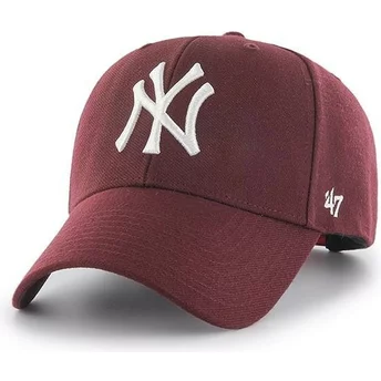 Wyginięta czapka ciemno czerwony z biały m logo snapback New York Yankees MLB MVP 47 Brand