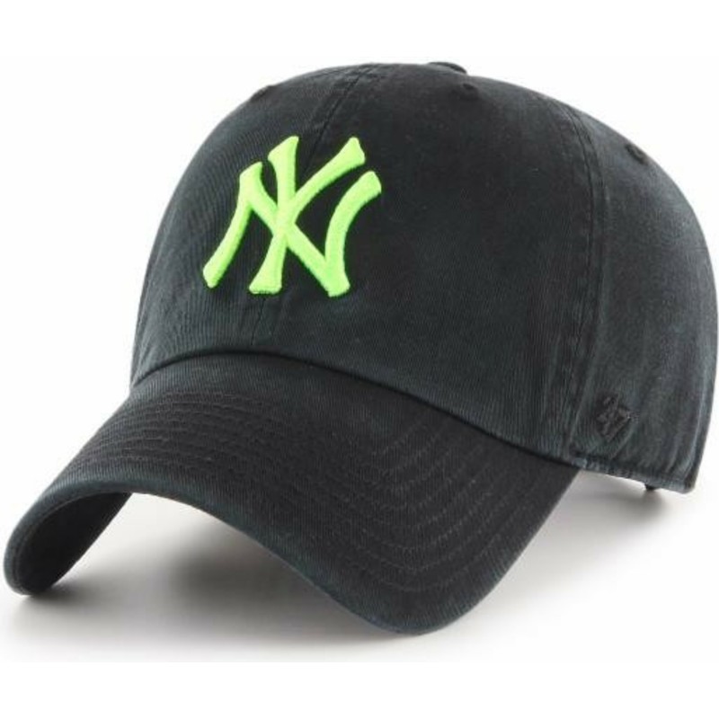 wyginieta-czapka-czarna-z-logo-zielona-new-york-yankees-mlb-clean-up-47-brand