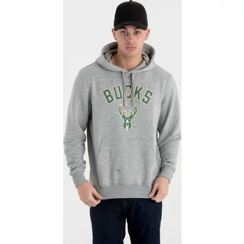 Bluza z kapturem szara Pullover Hoody Milwaukee Bucks NBA New Era