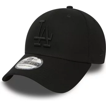 Wyginięta czapka czarna z czarnym logo obcisła 39THIRTY Essential Los Angeles Dodgers MLB New Era