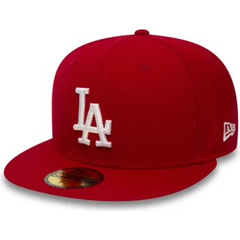 czerwona-dopasowana-czapka-z-plaskim-daszkiem-59fifty-essential-los-angeles-dodgers-mlb-new-era