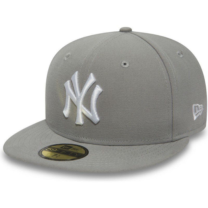 plaska-czapka-szara-obcisla-z-bialy-m-logo-59fifty-essential-new-york-yankees-mlb-new-era