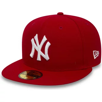 Płaska czapka czerwona obcisła 59FIFTY Essential New York Yankees MLB New Era