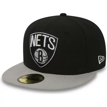 Płaska czapka czarna obcisła 59FIFTY Essential Brooklyn Nets NBA New Era
