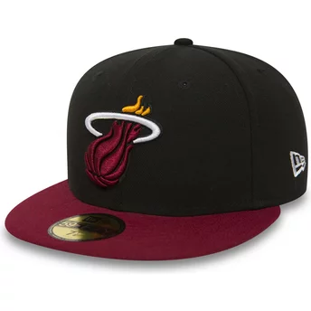 Płaska czapka czarna obcisła 59FIFTY Essential Miami Heat NBA New Era