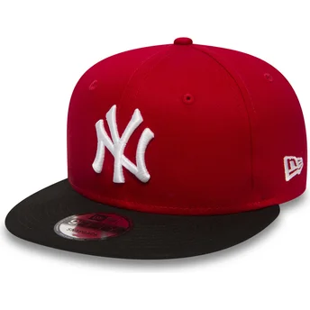 czapki-plana-czerwony-snapback-ajustable-9fifty-cotton-block-new-york-yankees-mlb-new-era