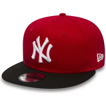 Płaska czapka czerwona z regulacją 9FIFTY Cotton Block New York Yankees MLB New Era