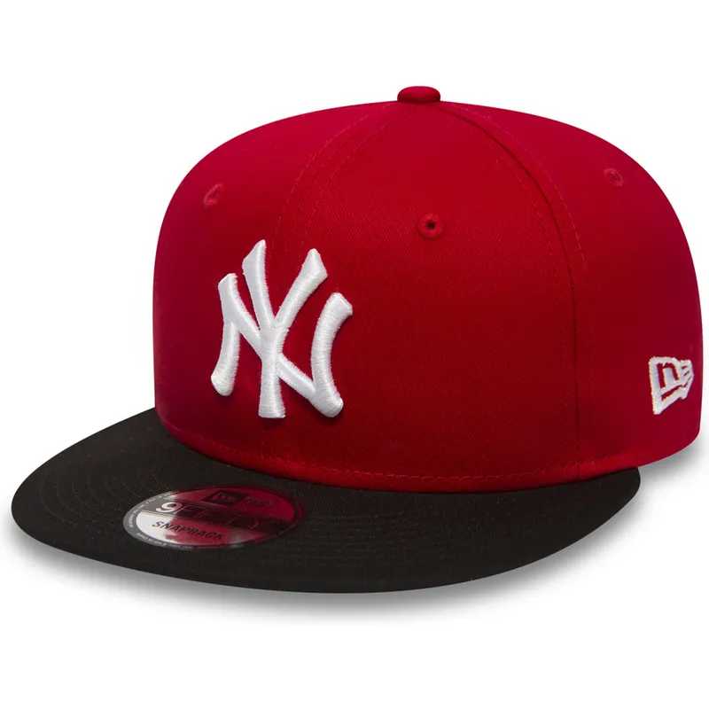 czapki-plana-czerwony-snapback-ajustable-9fifty-cotton-block-new-york-yankees-mlb-new-era