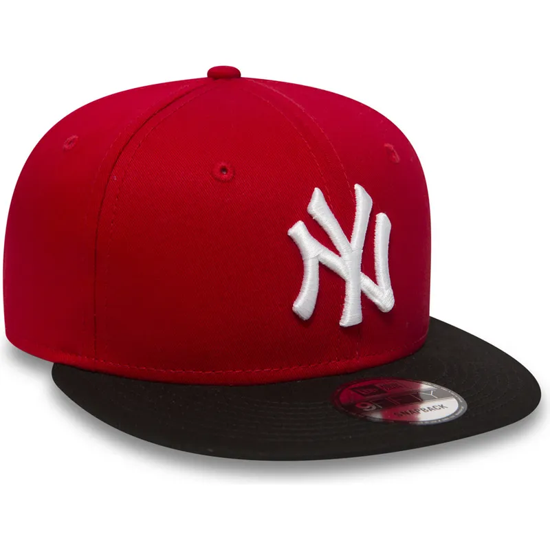 czapki-plana-czerwony-snapback-ajustable-9fifty-cotton-block-new-york-yankees-mlb-new-era