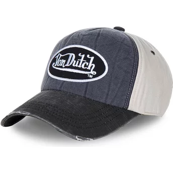 Wyginięta czapka ciemnoniebieska i biała z regulacją JACK7 Von Dutch