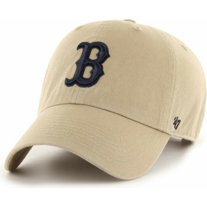 wyginieta-czapka-beige-z-czarnym-logo-boston-red-sox-mlb-clean-up-47-brand