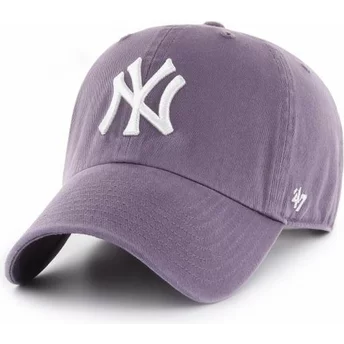Wyginięta czapka purpurowa New York Yankees MLB Clean Up 47 Brand