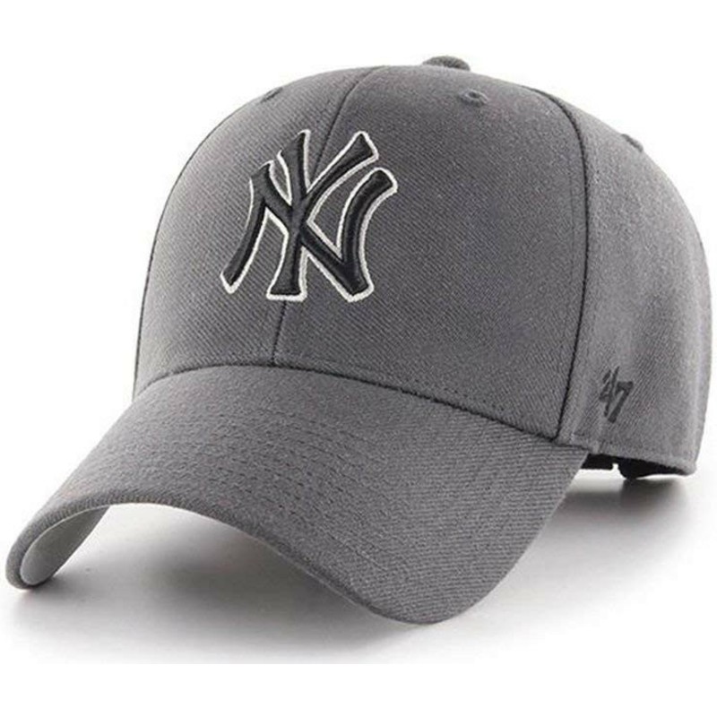 wyginieta-czapka-szara-z-regulacja-z-czarnym-logo-new-york-yankees-mlb-mvp-47-brand
