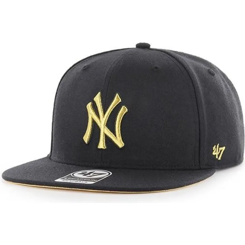 czapki-plana-czarny-snapback-oro-new-york-yankees-mlb-47-brand