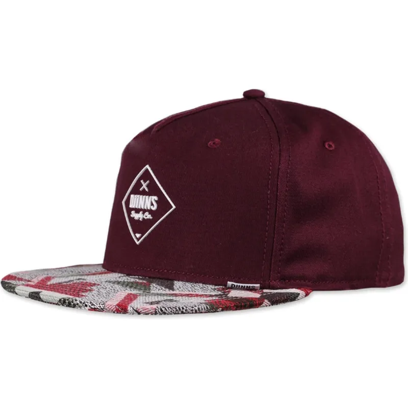 czapka-5-panelowa-bordowa-snapback-rubber-aztek-od-djinns