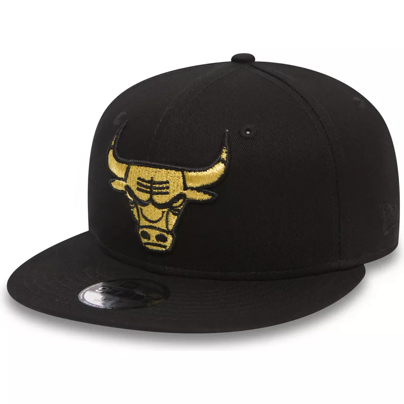 plaska-czapka-czarna-snapback-dla-dziecka-z-logo-zloty-9fifty-golden-chicago-bulls-nba-new-era
