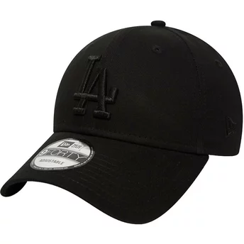 Wyginięta czapka czarna z regulacją z czarnym logo 9FORTY League Essential Los Angeles Dodgers MLB New Era