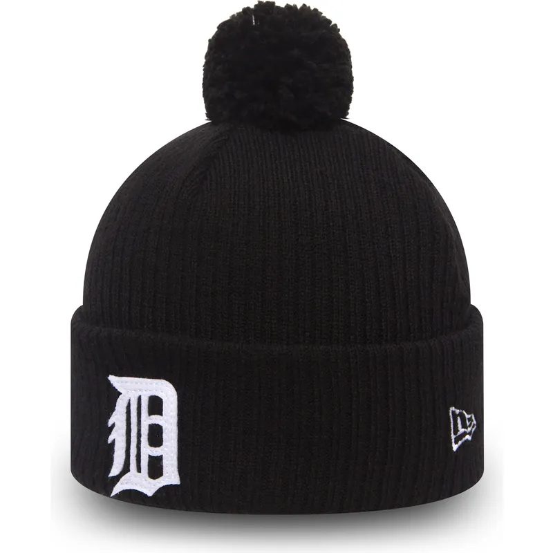 czarna-czapka-z-pomponem-cuff-knit-lightweight-felt-bobble-detroit-tigers-mlb-od-new-era