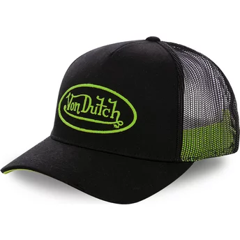 Czapka trucker czarna z logo zielona NEO GRE Von Dutch