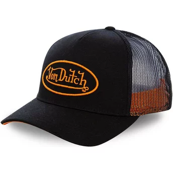 Czapka trucker czarna z logo pomarańczowa NEO ORA Von Dutch