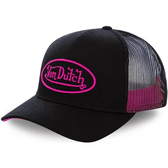 Czapka trucker czarna z logo różowa NEO PIN Von Dutch