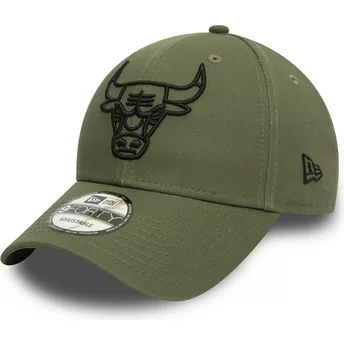 Zielona, regulowana czapka z daszkiem 9FORTY League Essential z czarnym logo Chicago Bulls NBA od New Era