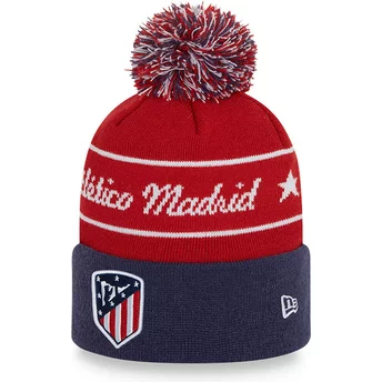 Czerwono-niebieska czapka z pomponem Bobble Knit od Atlético de Madrid LFP od New Era