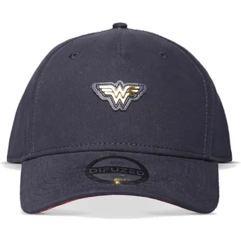 Granatowa czapka snapback z logo Wonder Woman DC Comics od Difuzed z zakrzywionym daszkiem