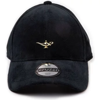 Czarna, regulowana czapka z daszkiem Lampa Magika, Metalowa Odznaka Aladyna Disneya od Difuzed