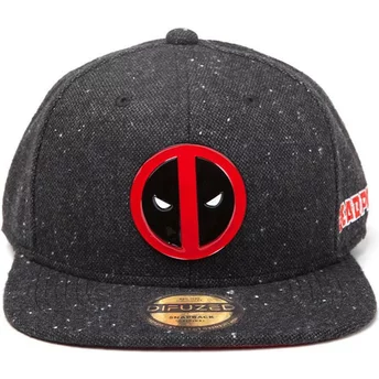 Czarna, płaska czapka snapback z logo Deadpool Metal Badge Marvel Comics od Difuzed
