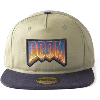 Zielona, regulowana, płaskokształtna czapka Retro Logo Eternal Doom od Difuzed